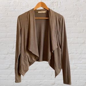Have | Micro suede Cardigan Blazer Sweater Fall  Throw Top med waterfall drape